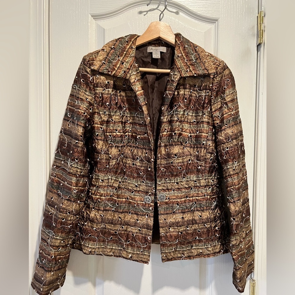 Analogy Gorgeous Embroidered One Button Jacket- Medium